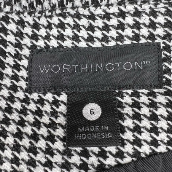 6 Worthington Houndstooth Black & White Lined Pencil Skirt S Small Retro Pinup - Picture 5 of 6